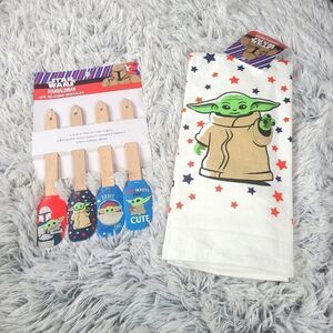 Star Wars Mandalorian Kitchen Bundle Grogu Spatulas Dish Towels NWT